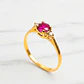 Anillo reina Rubí y circones Oro 18k - Miniatura 3