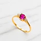 Anillo reina Rubí y circones Oro 18k - Miniatura 2