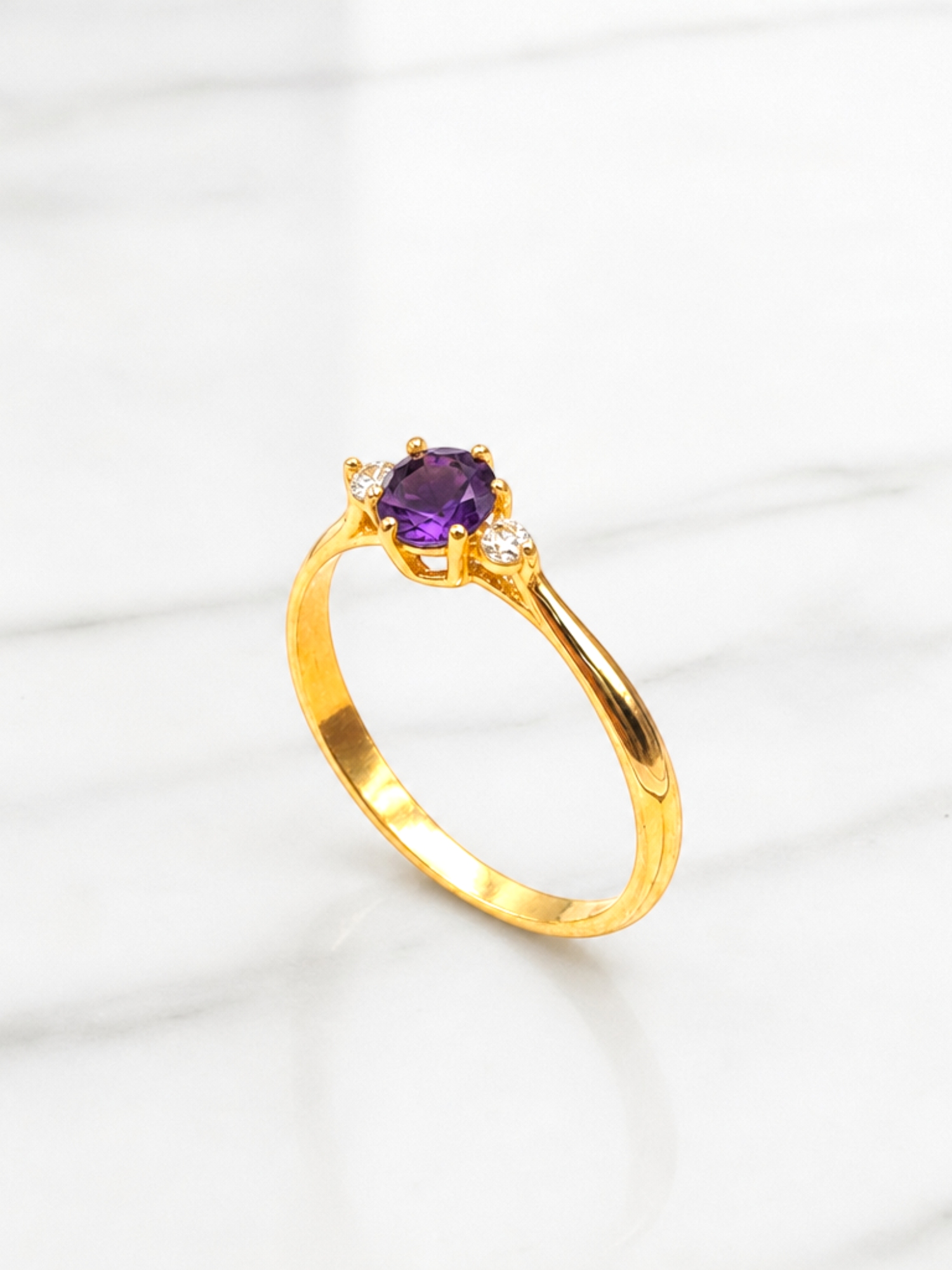 Anillo reina amatista y circones Oro 18k 3
