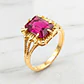 Anillo chatón rubí cuadro Oro 18k - Miniatura 3