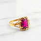 Anillo chatón rubí cuadro Oro 18k - Miniatura 4