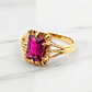 Anillo chatón rubí cuadro Oro 18k - Miniatura 5