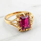 Anillo chatón rubí cuadro Oro 18k - Miniatura 1