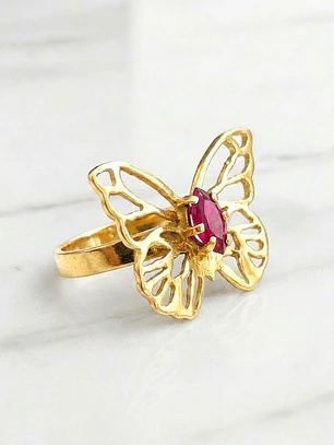 Anillo Mariposa rubi oro 18k