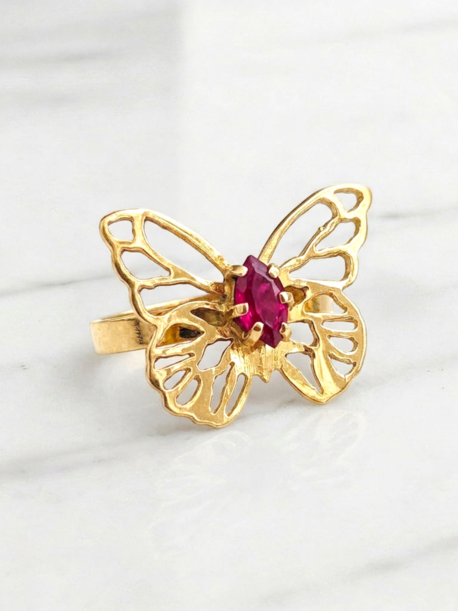 Anillo Mariposa rubi oro 18k 3