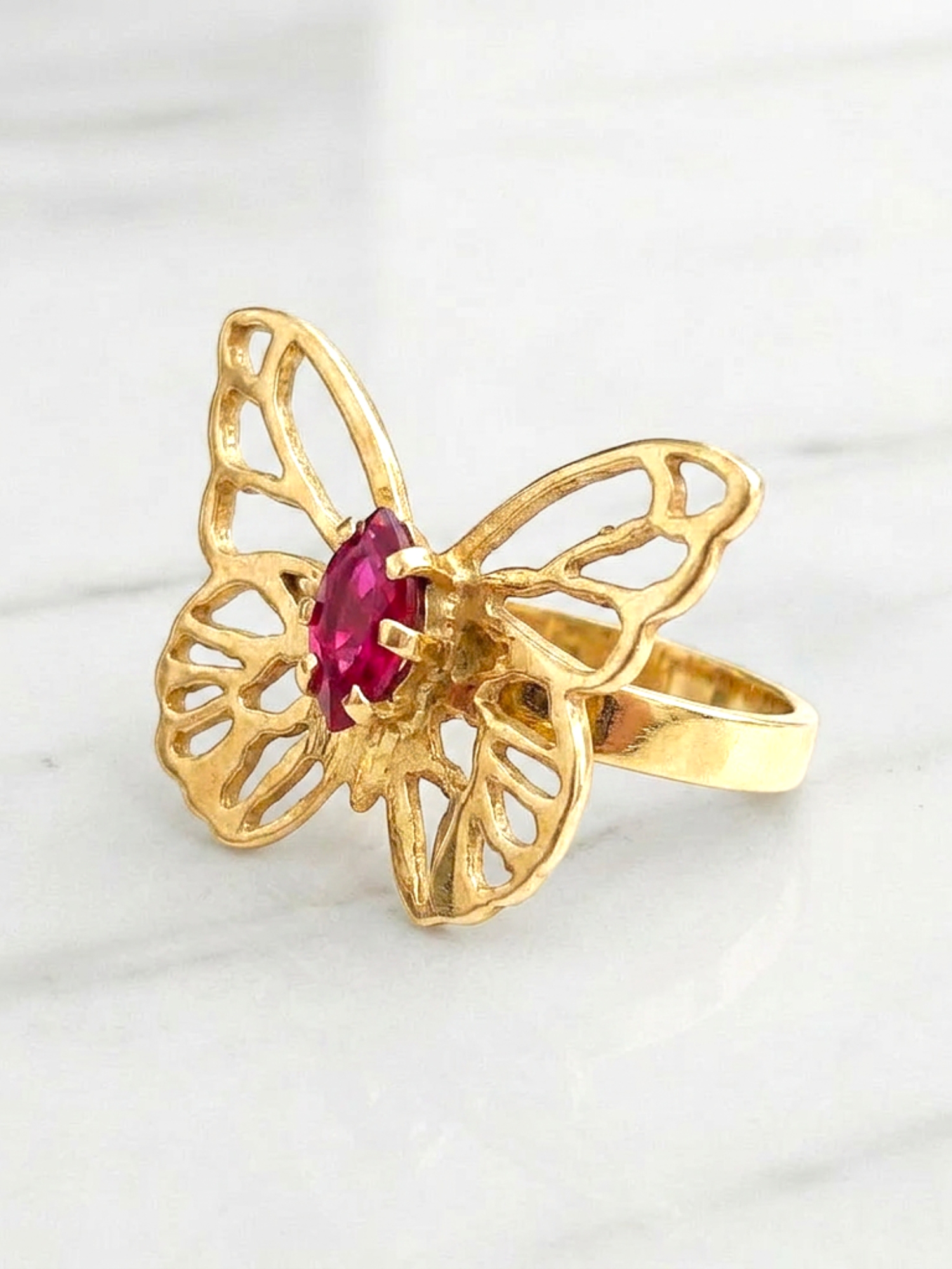 Anillo Mariposa rubi oro 18k 2