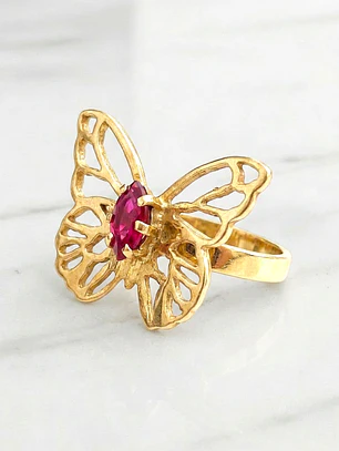 Anillo Mariposa rubi oro 18k
