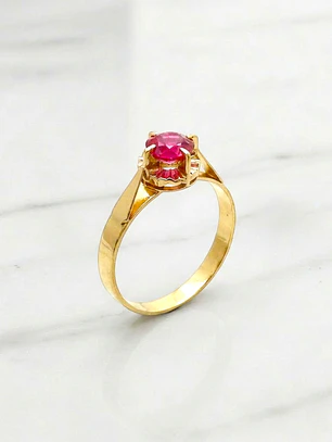 Anillo Chatón circular rubí Oro 18k