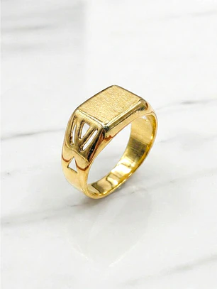 Anillo sello calado rectangulo Oro 18k