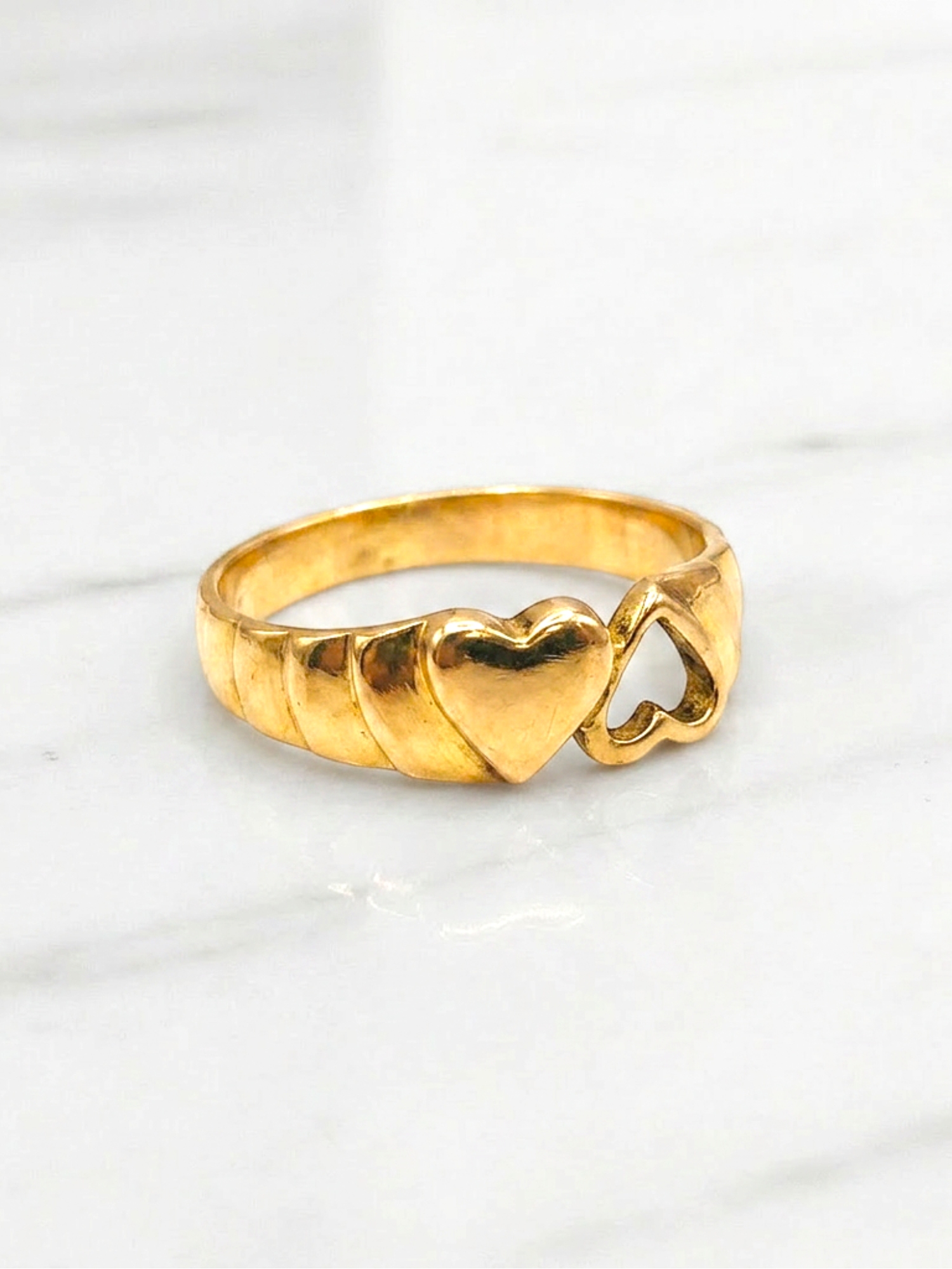 Anillo dos corazones Oro 18k 4