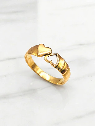 Anillo dos corazones Oro 18k