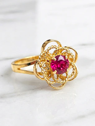 Anillo doble rosa rubí Oro 18k