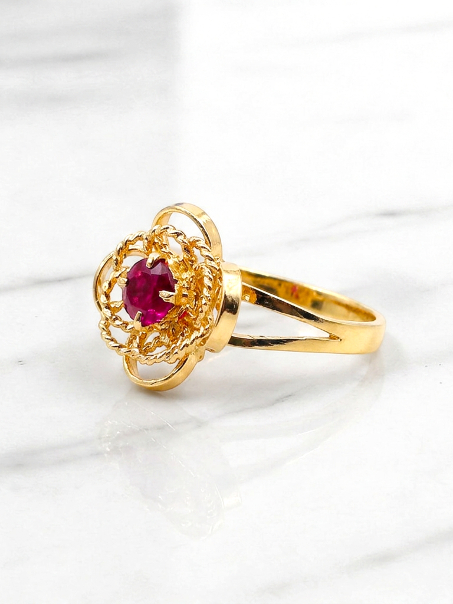 Anillo doble rosa rubí Oro 18k 3