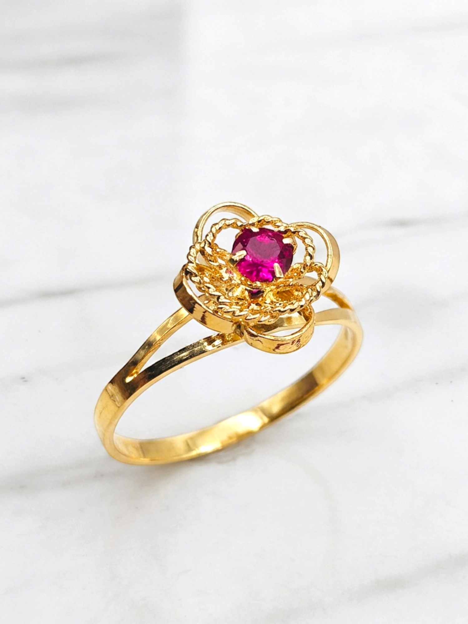 Anillo doble rosa rubí Oro 18k 2