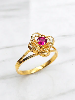 Anillo doble rosa rubí Oro 18k
