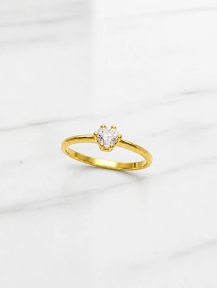 Anillo solitario corazon Oro 18k  