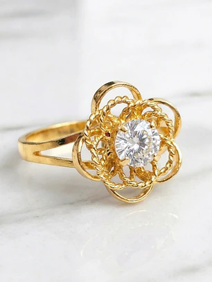 Anillo doble rosa circon Oro 18k