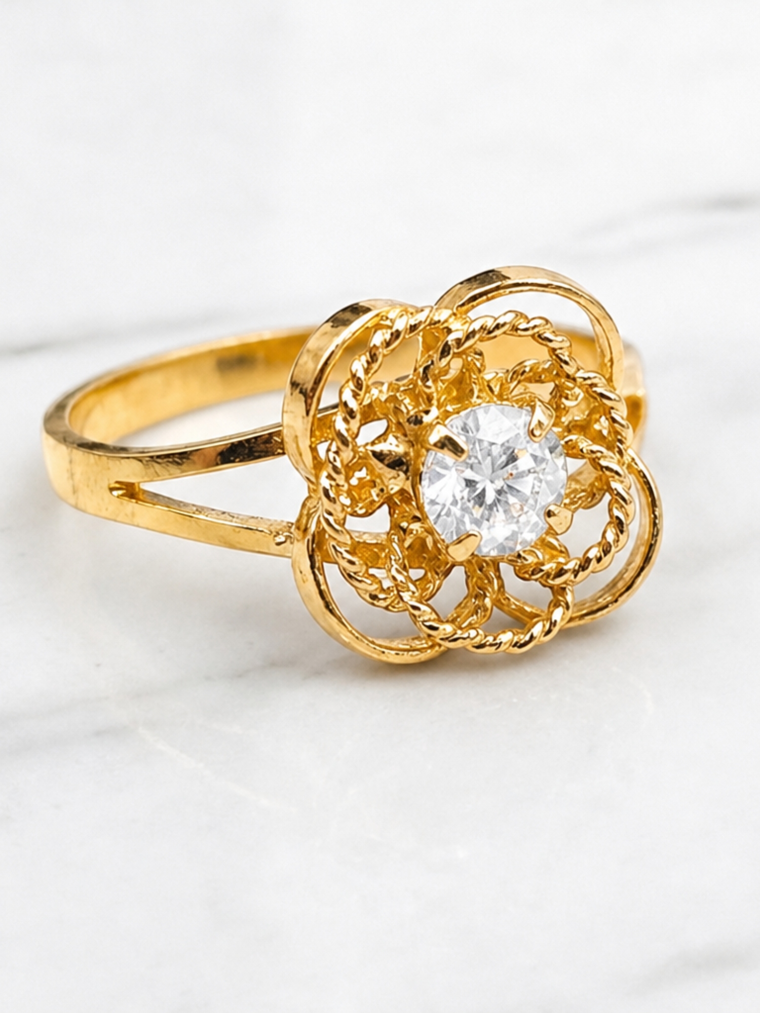 Anillo doble rosa circon Oro 18k 3