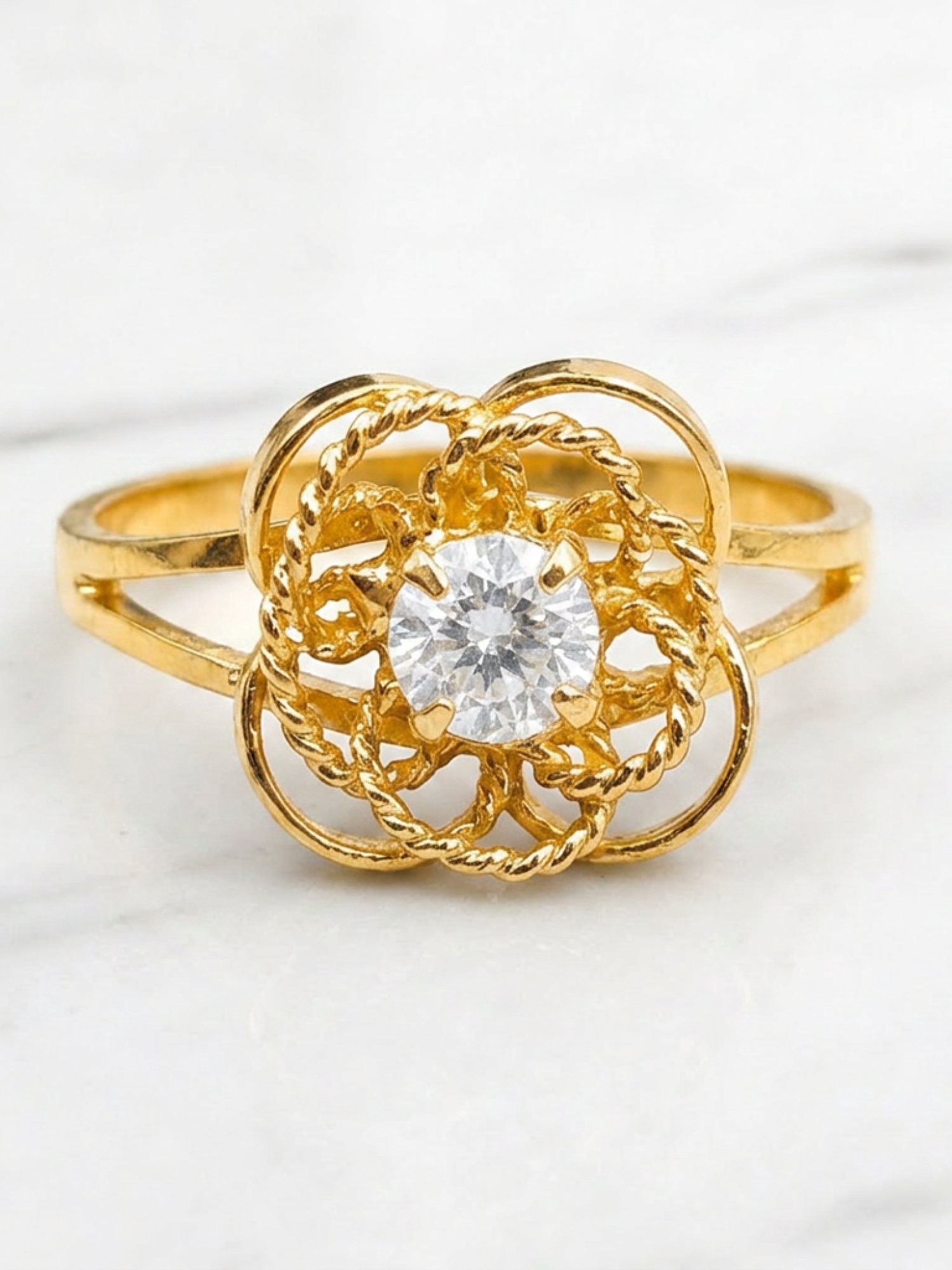 Anillo doble rosa circon Oro 18k 2