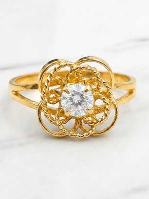 Anillo doble rosa circon Oro 18k