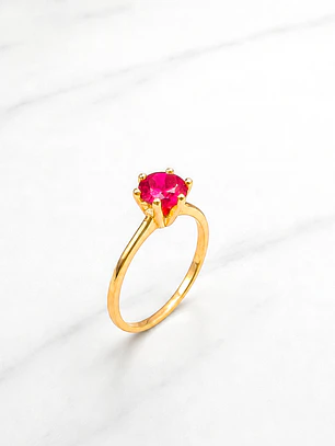 Anillo solitario rubí 6 grifas Oro 18k