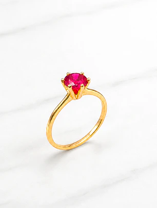 Anillo solitario rubí 6 grifas Oro 18k
