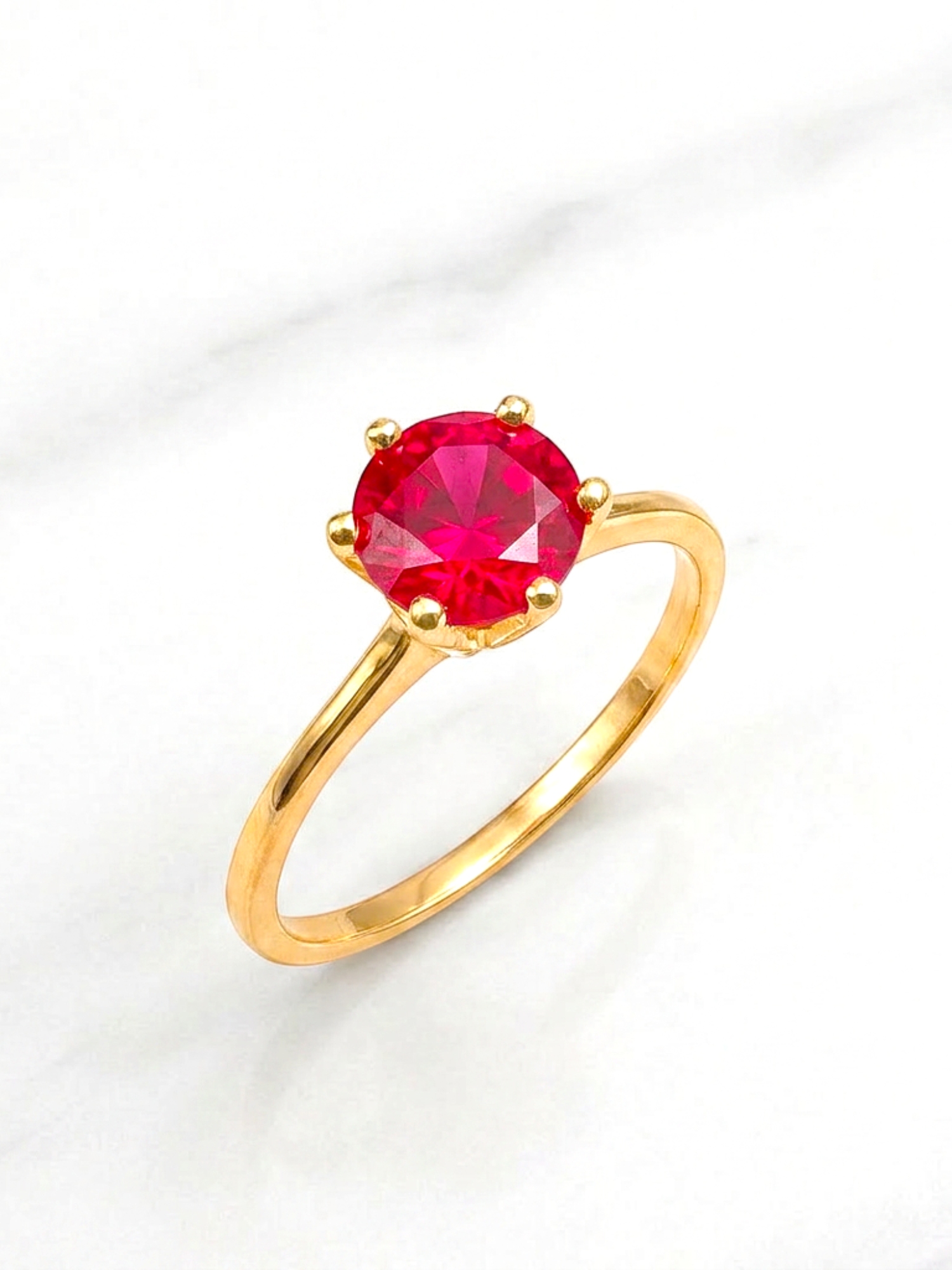 Anillo solitario rubí 6 grifas Oro 18k 3
