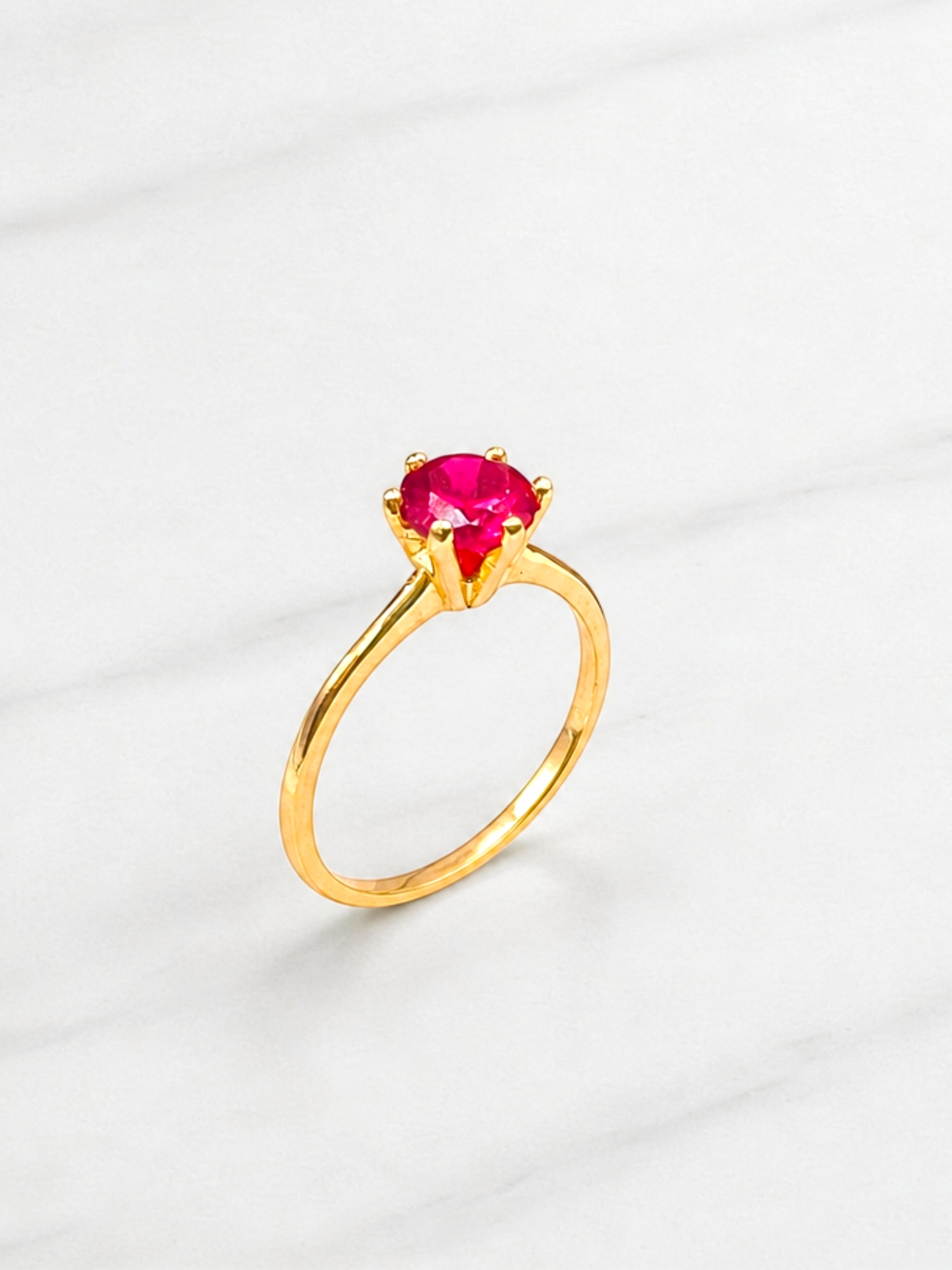 Anillo solitario rubí 6 grifas Oro 18k 4