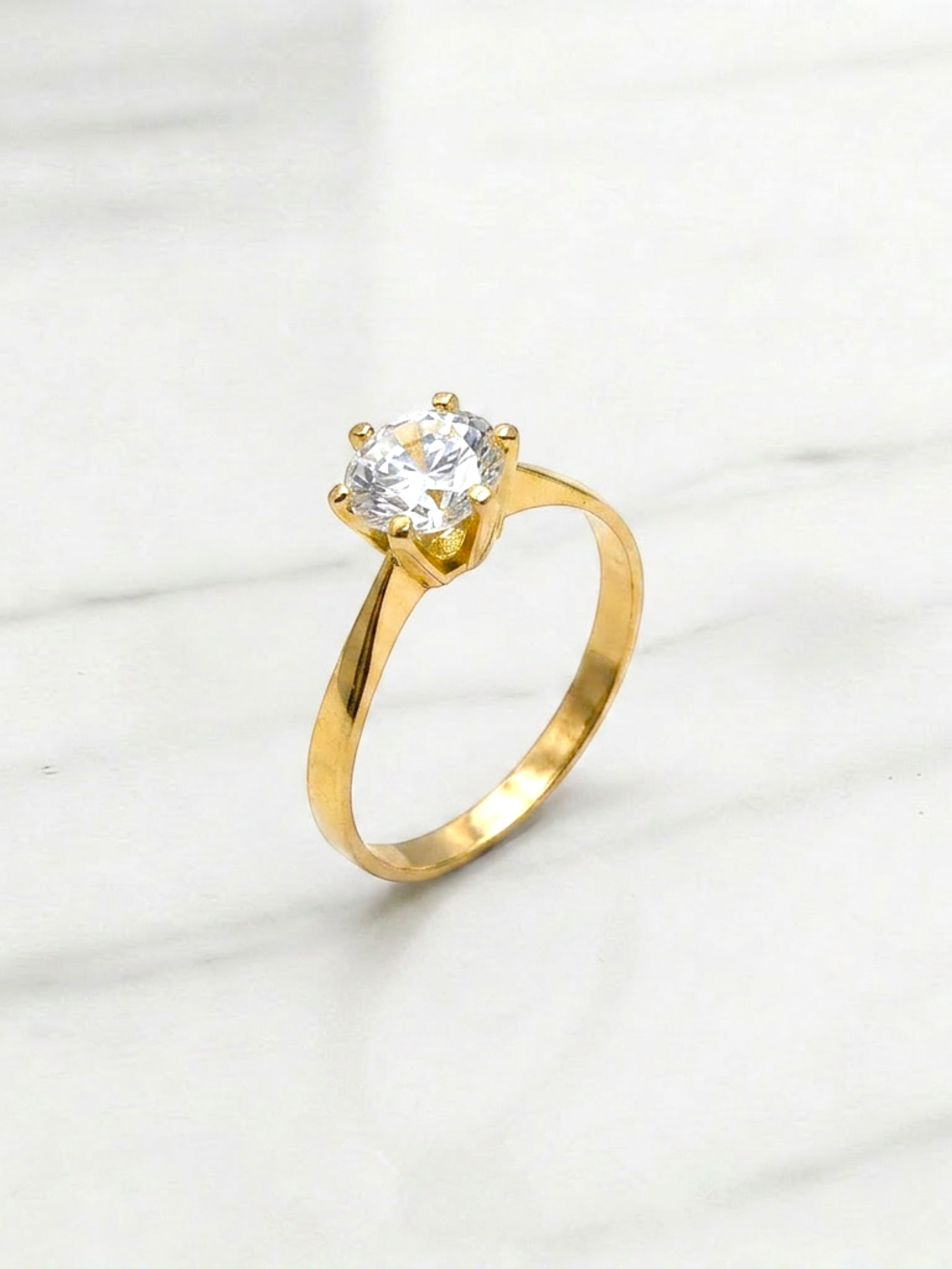Anillo solitario circón 6 grifas Oro 18k 4