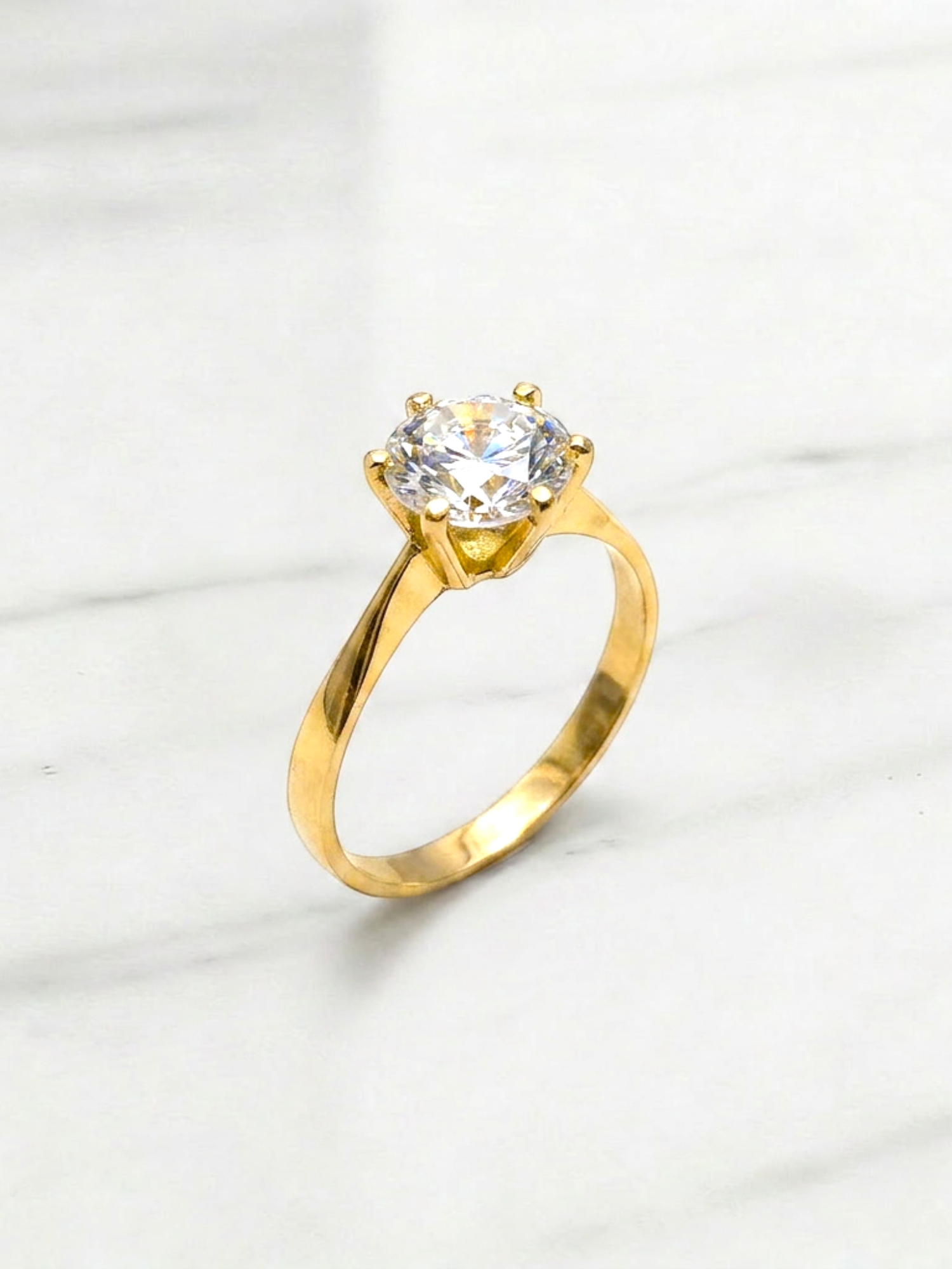 Anillo solitario circón 6 grifas Oro 18k 2