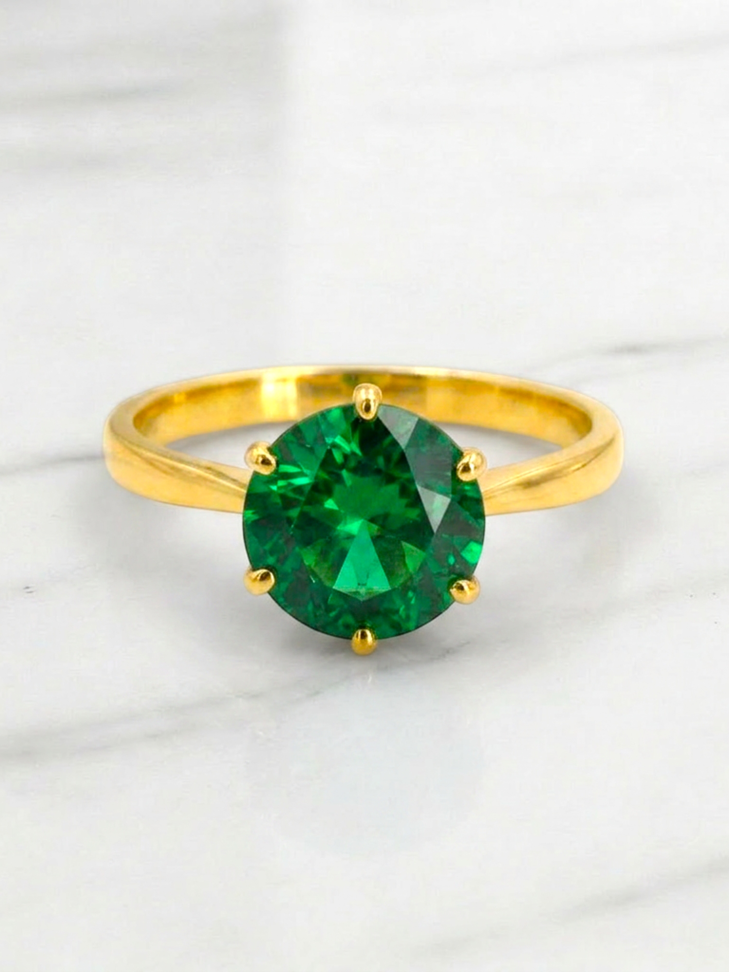 Anillo solitario esmeralda 6 grifas Oro 18k 3