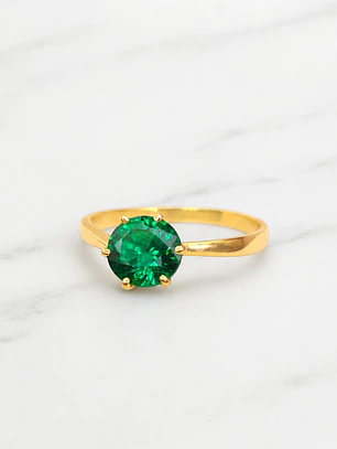 Anillo solitario esmeralda 6 grifas Oro 18k