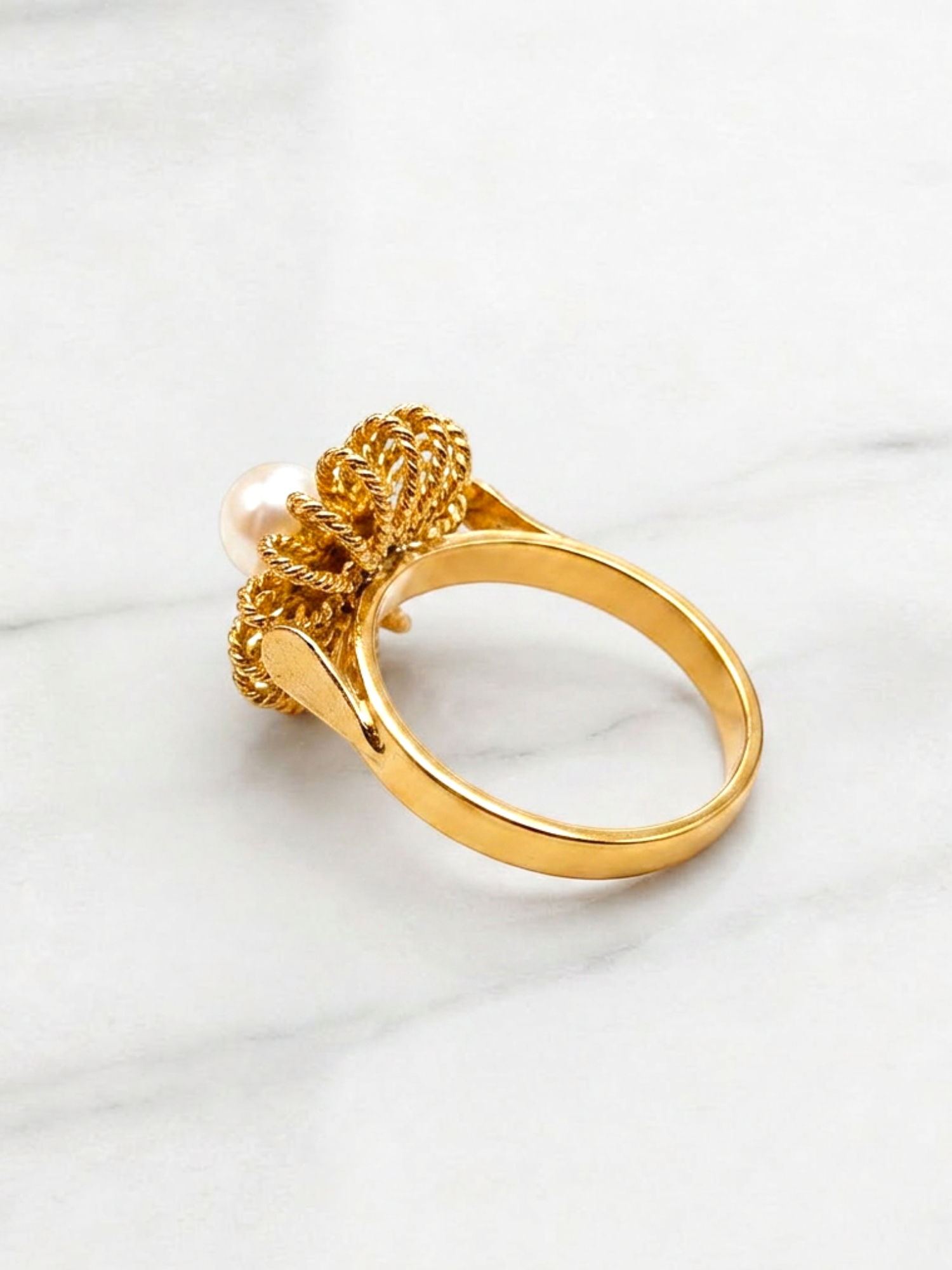 Anillo trenza perla cultivada Oro 18k 5