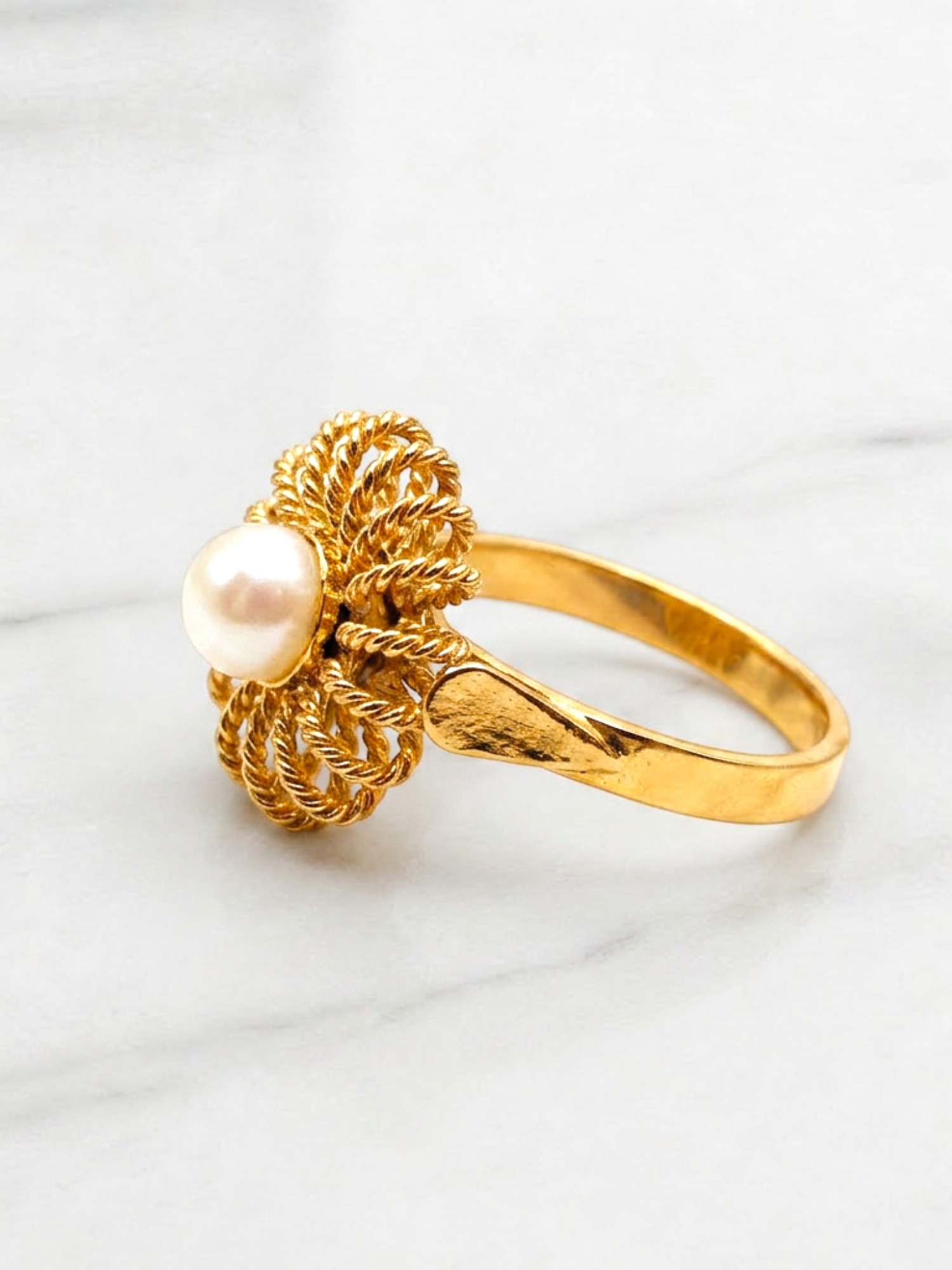 Anillo trenza perla cultivada Oro 18k 3