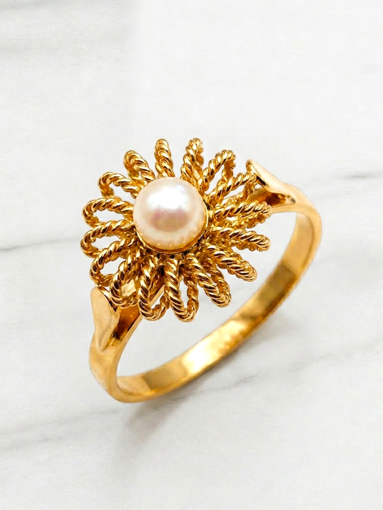 Anillo trenza perla cultivada Oro 18k 4