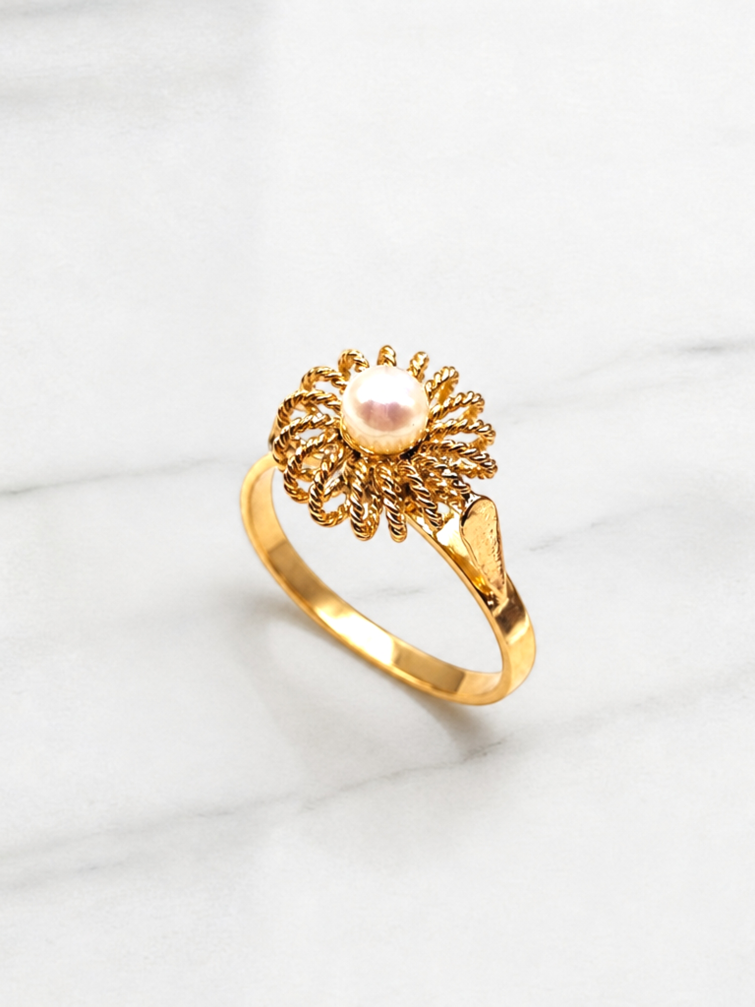 Anillo trenza perla cultivada Oro 18k 6