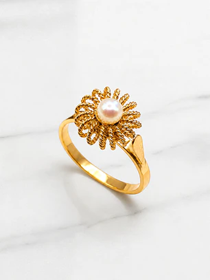 Anillo trenza perla cultivada Oro 18k