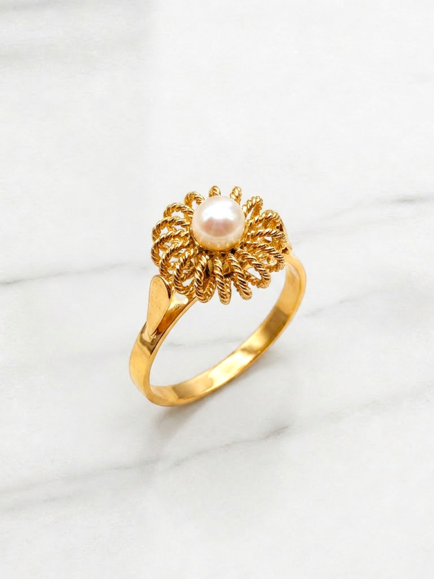 Anillo trenza perla cultivada Oro 18k 7