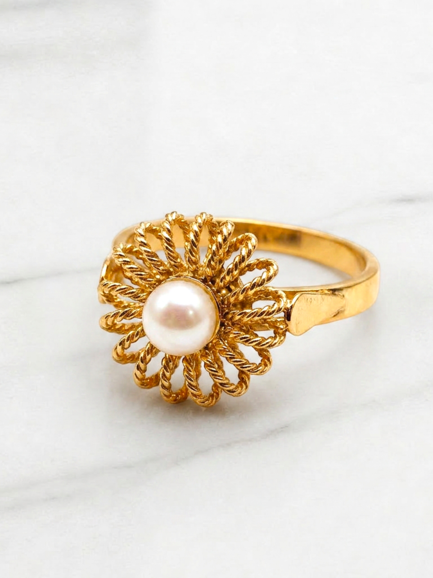 Anillo trenza perla cultivada Oro 18k 2