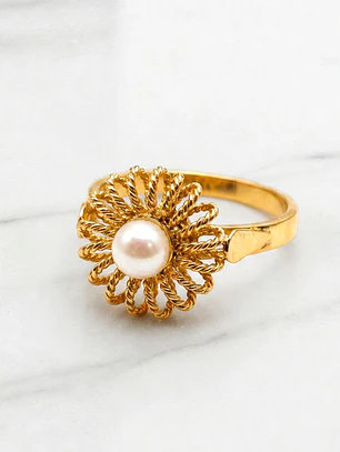 Anillo trenza perla cultivada Oro 18k