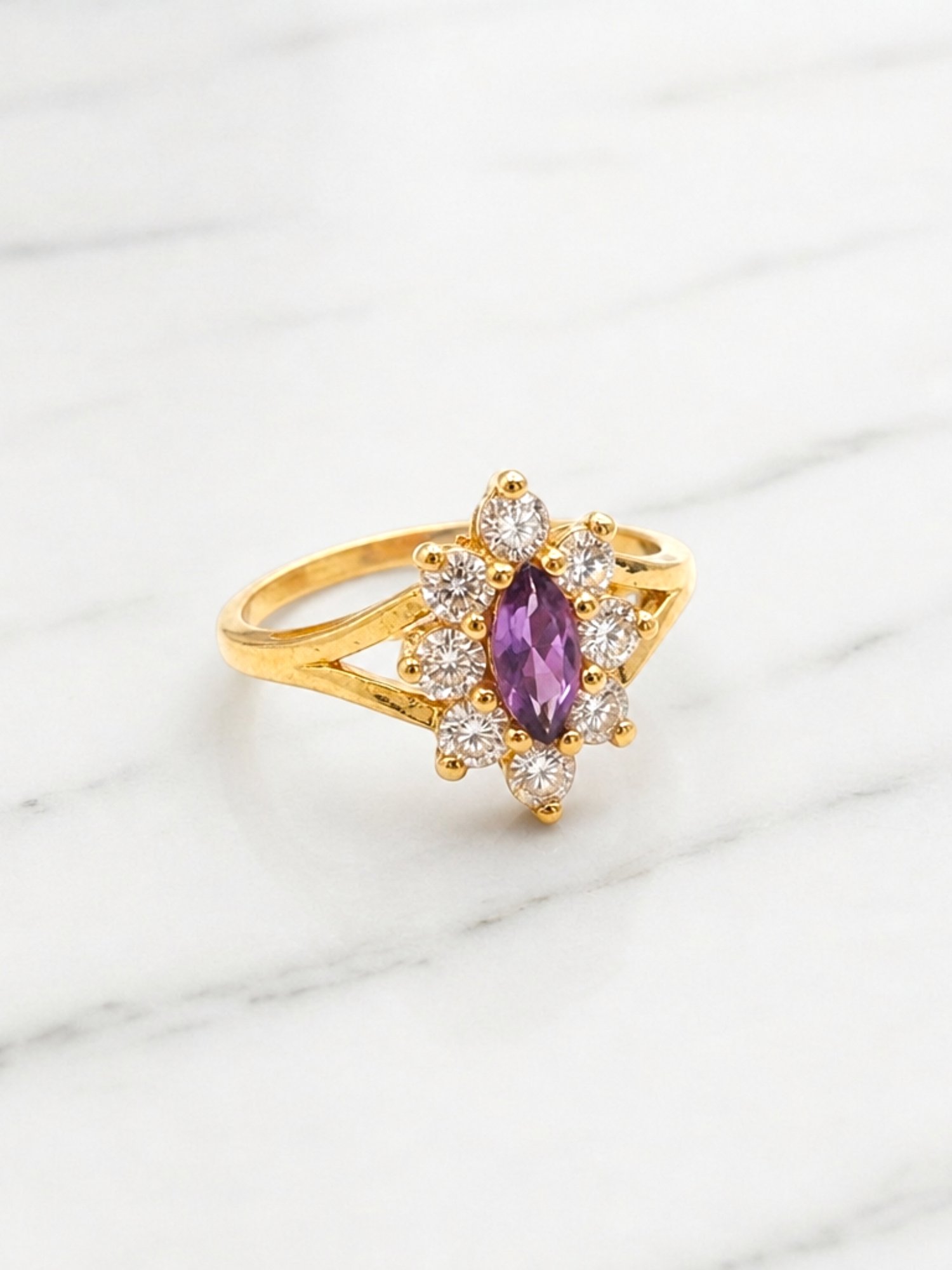 Anillo lady amatista con circones Oro 18k 3