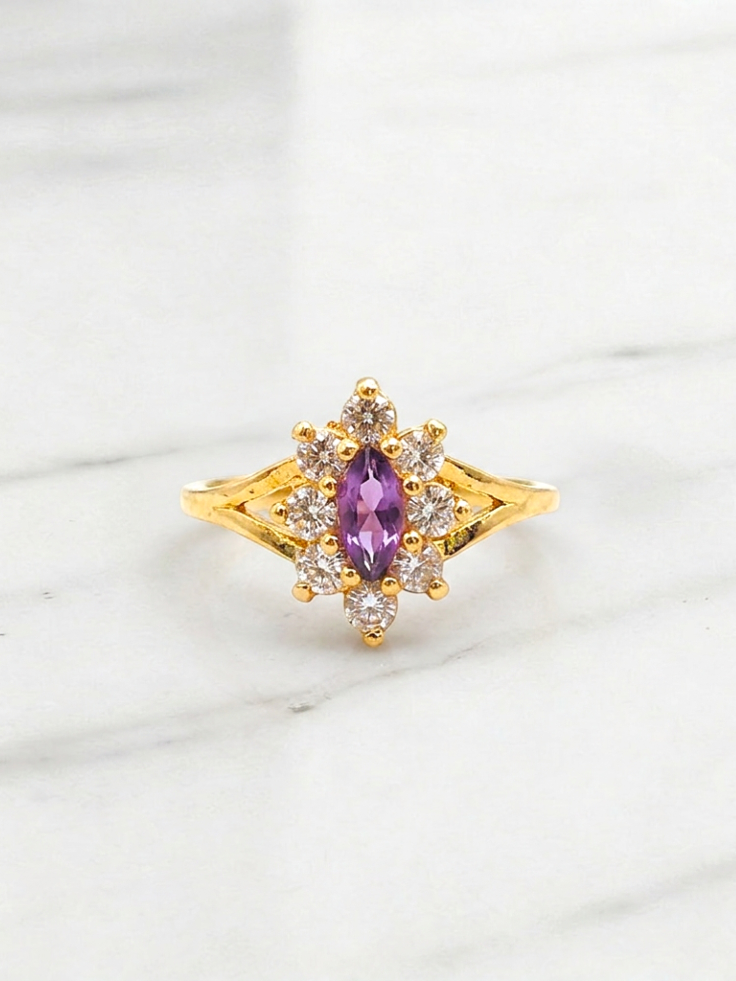 Anillo lady amatista con circones Oro 18k 4