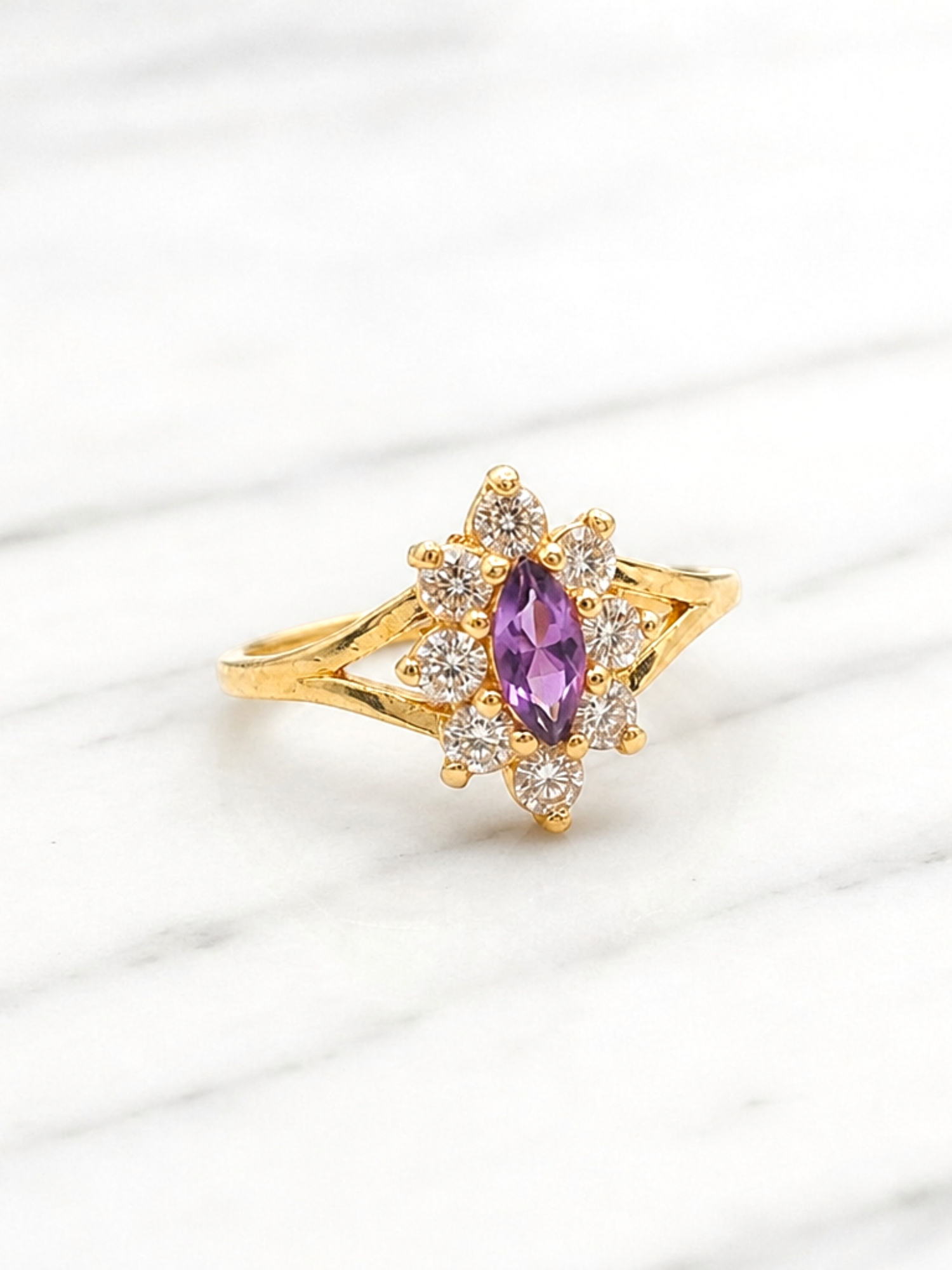 Anillo lady amatista con circones Oro 18k 5