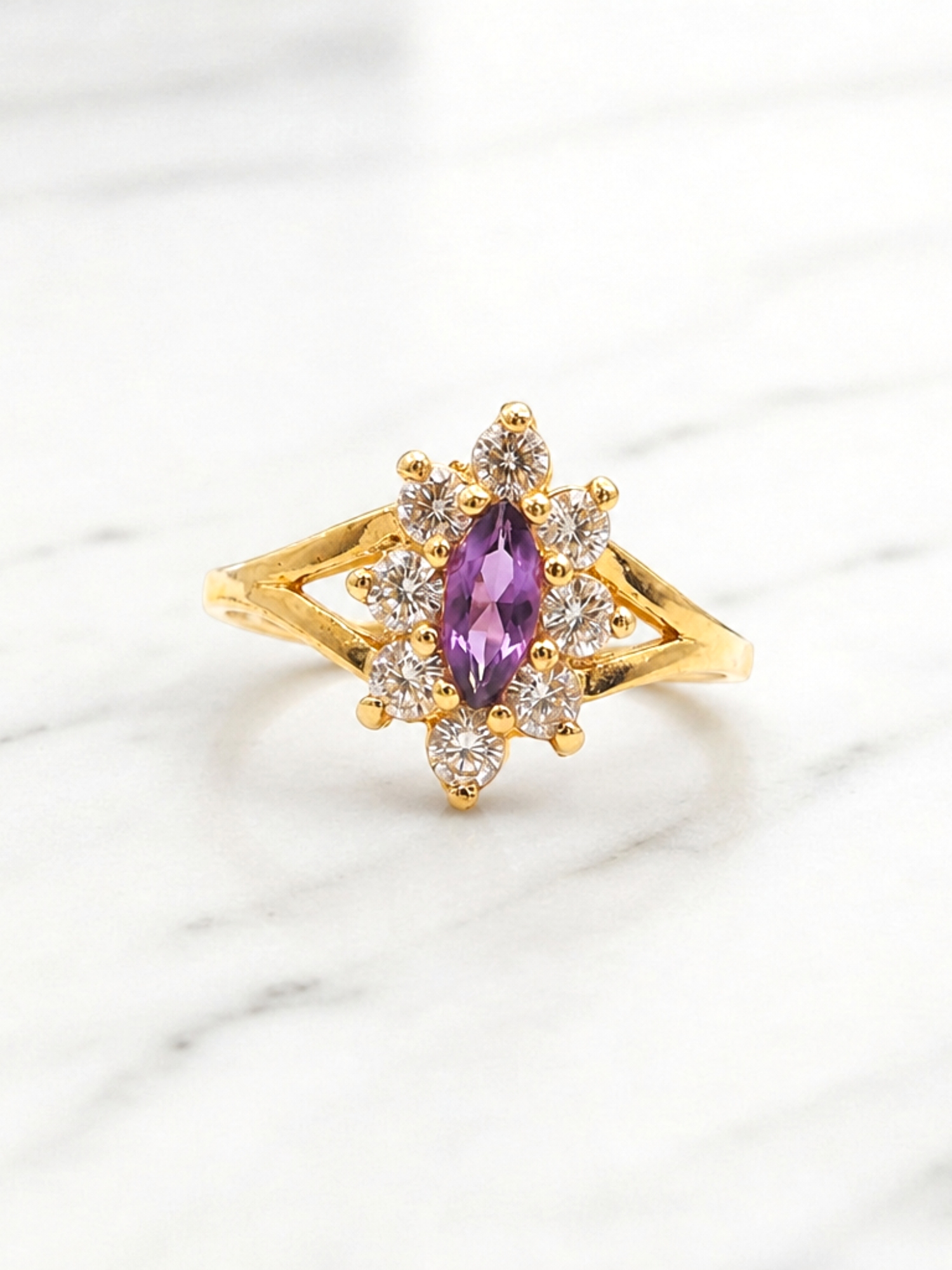 Anillo lady amatista con circones Oro 18k 1