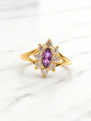 Anillo lady amatista con circones Oro 18k