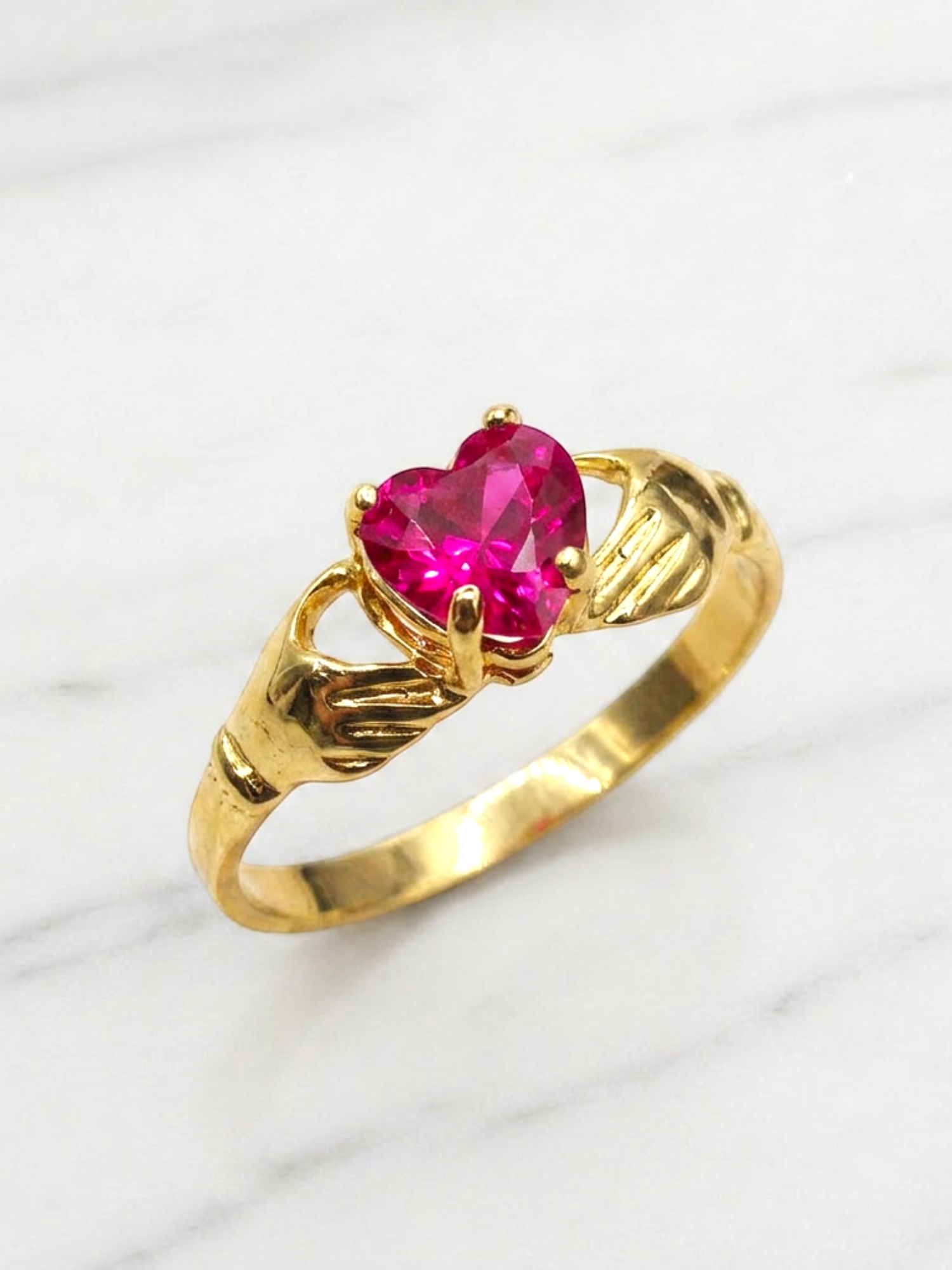Anillo manitos con corazón rubí Oro 18k 3