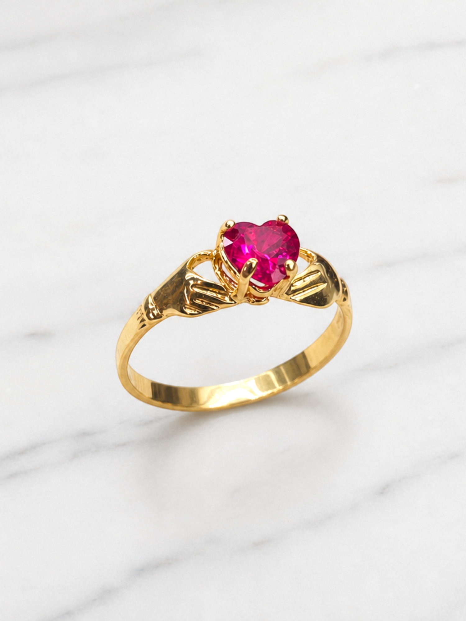 Anillo manitos con corazón rubí Oro 18k 1