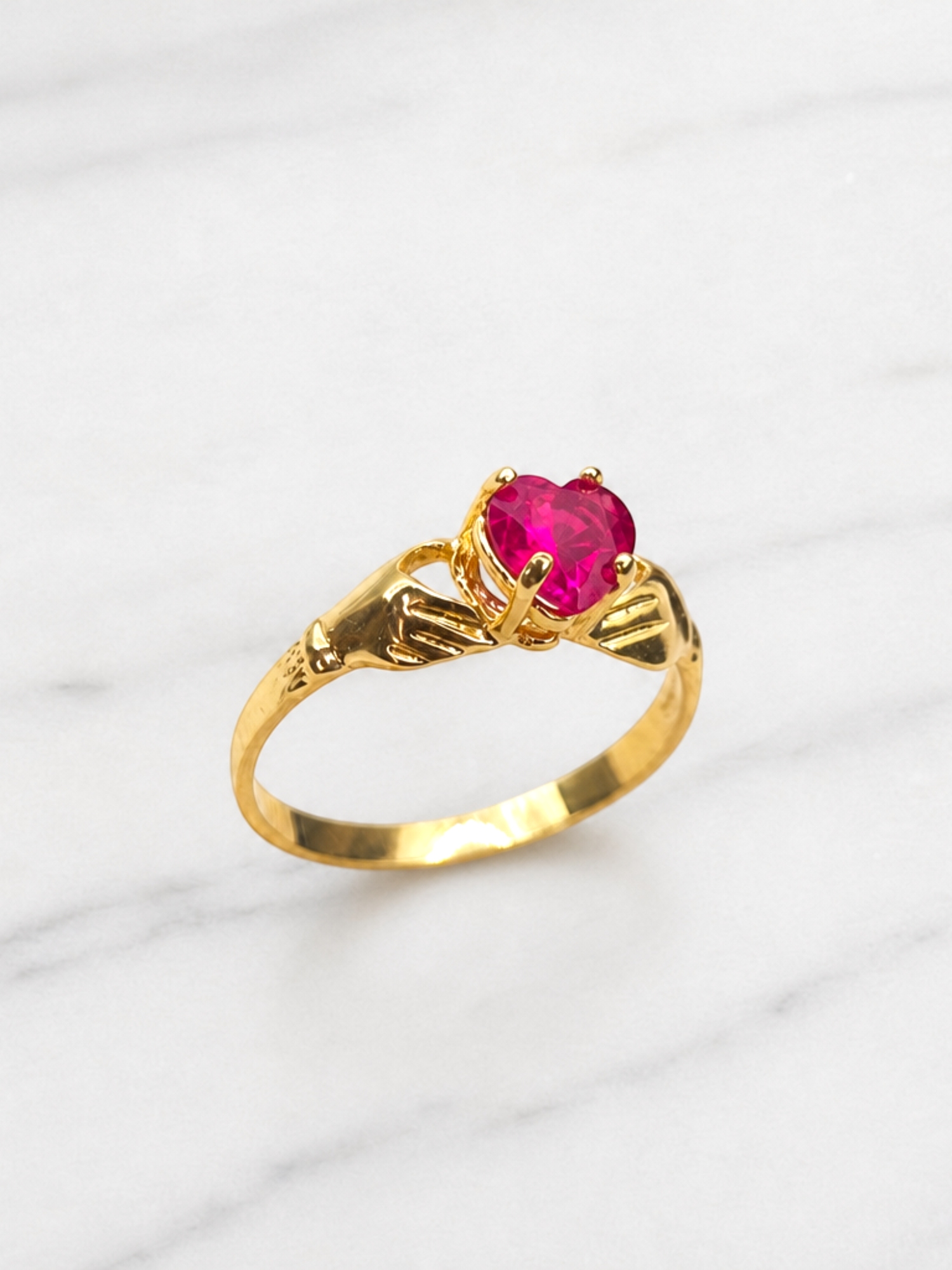 Anillo manitos con corazón rubí Oro 18k 4
