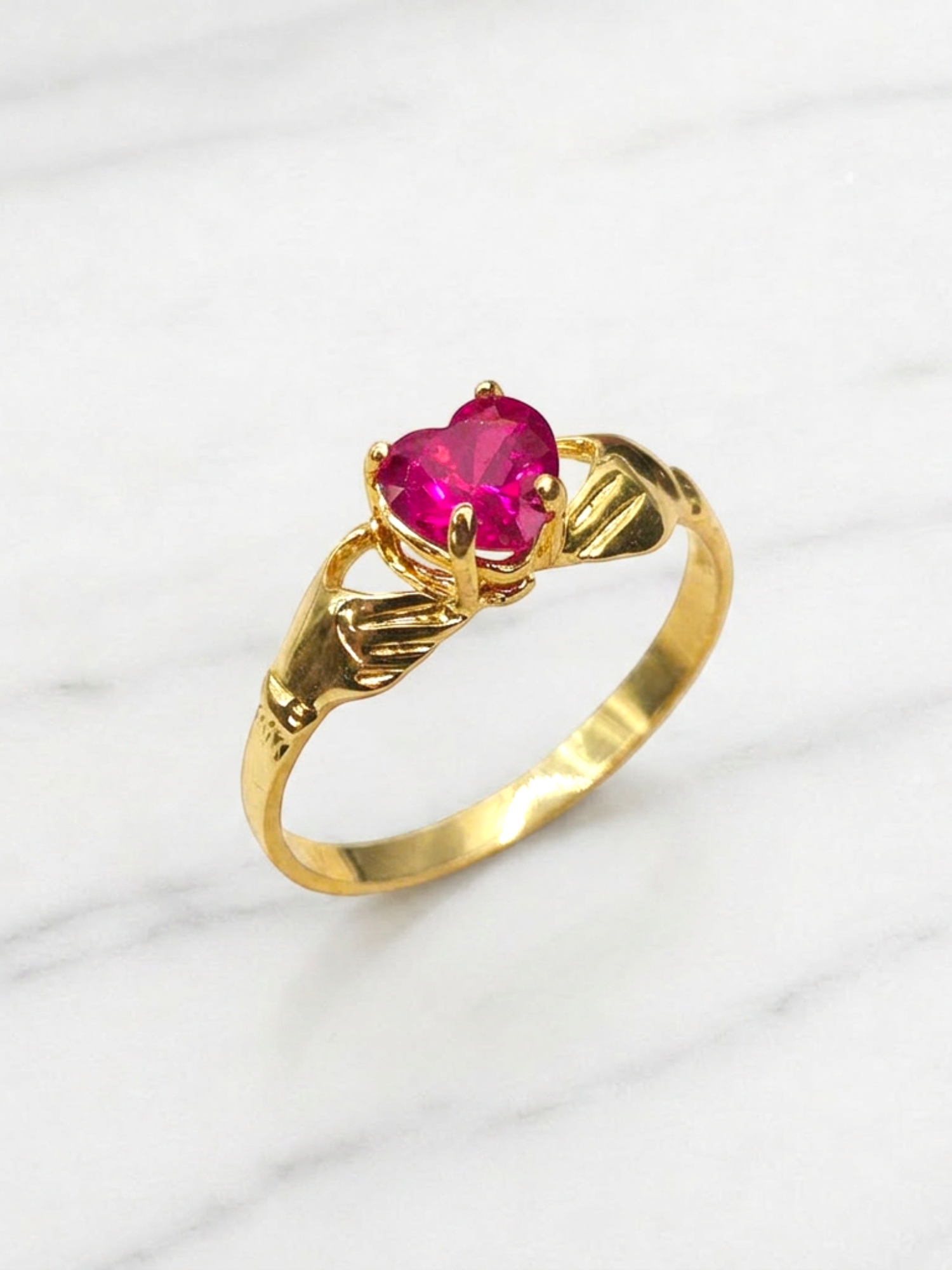 Anillo manitos con corazón rubí Oro 18k 5