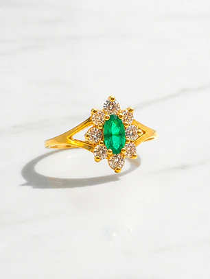 Anillo lady esmeralda con circones Oro 18k